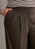Heather Brown Double Pleated Wide-Leg Pant