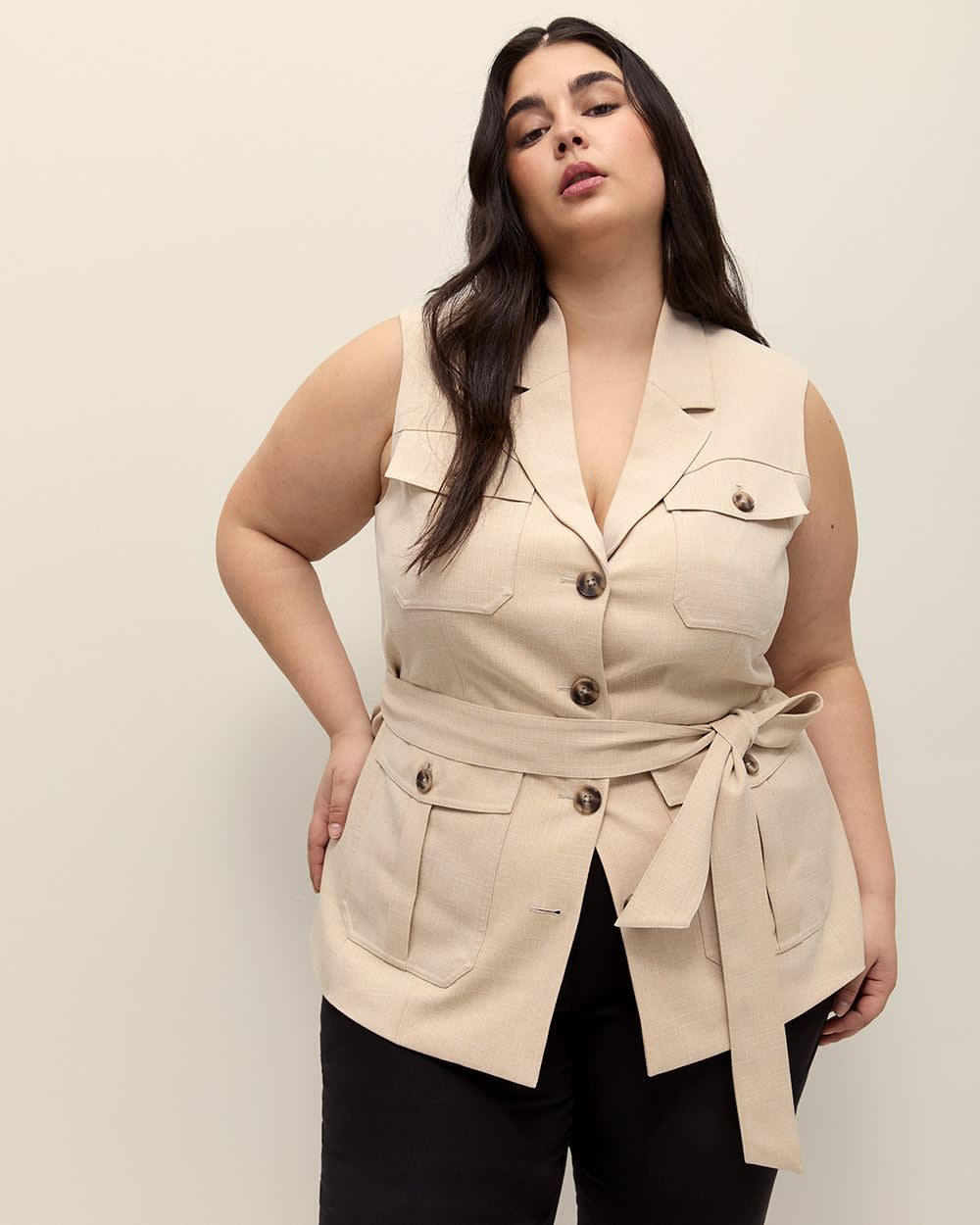 Belted Sleeveless Safari Vest