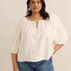 Scoop Neck A-line Blouse with Shirring
