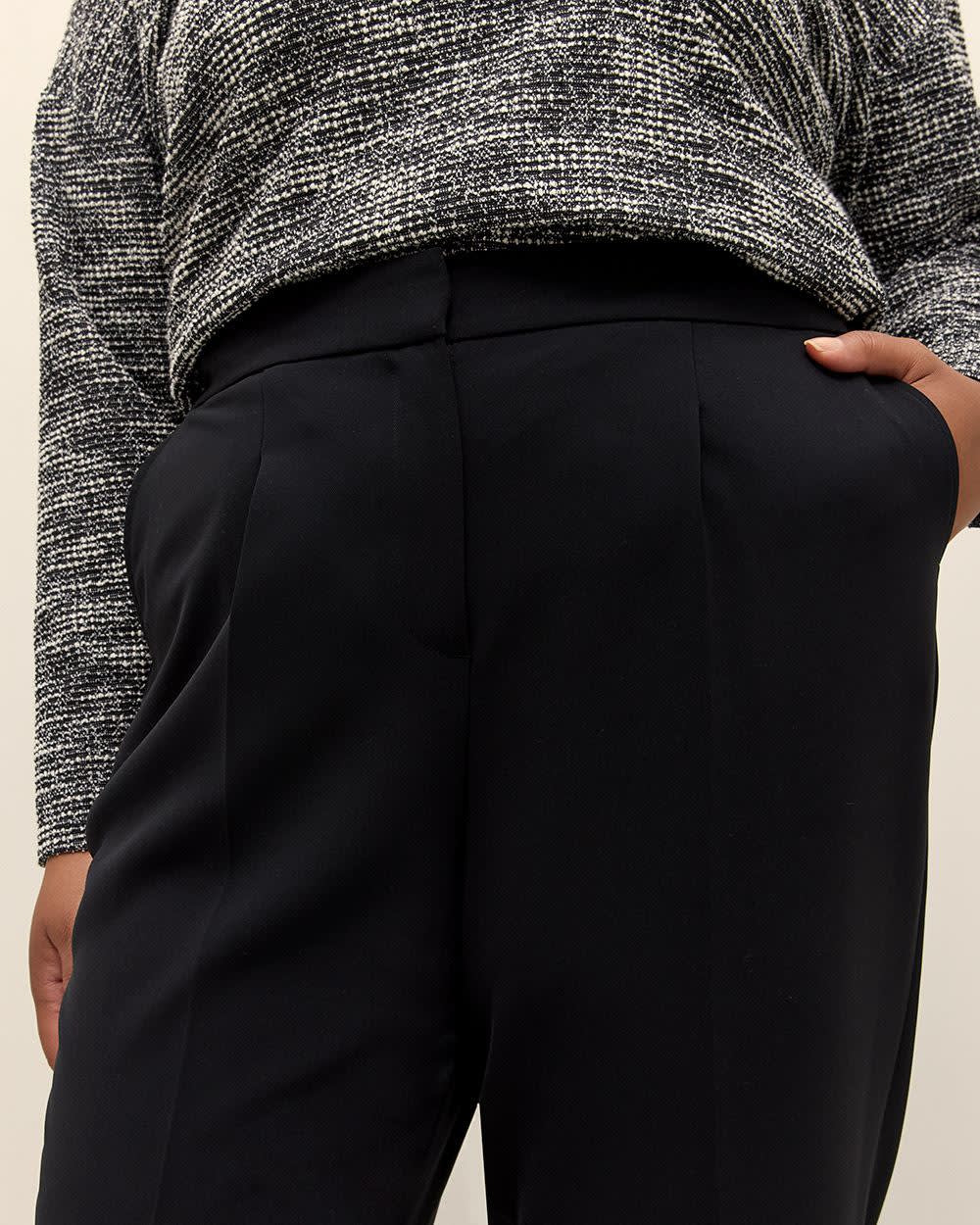 Petite, Black Tapered-Leg City Pant