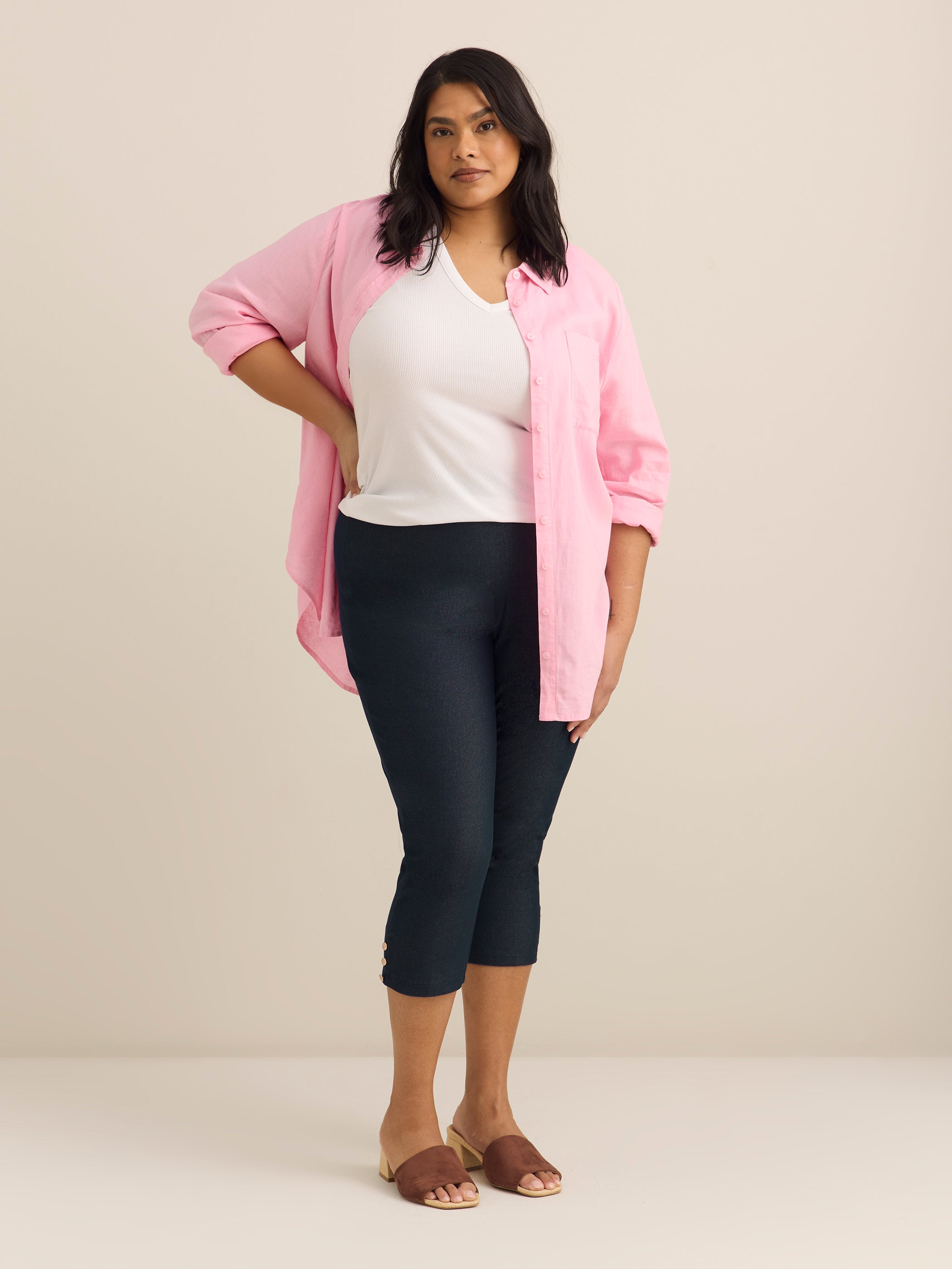 Capri Jean Legging with Gold Button Hem