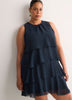 Blue Sleeveless Ruffled A-Line Dress