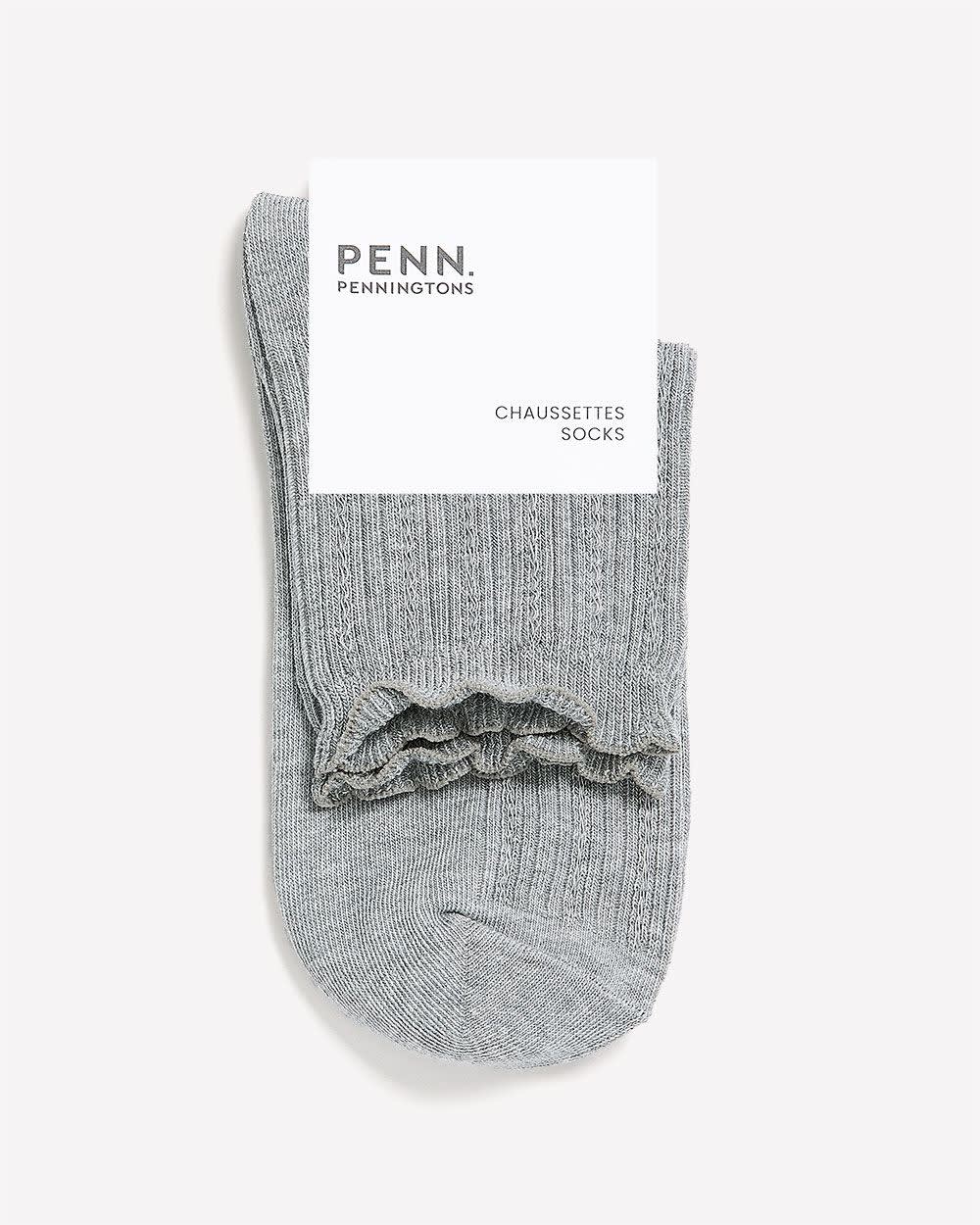 Chaussettes courtes texturées à rebord festonné