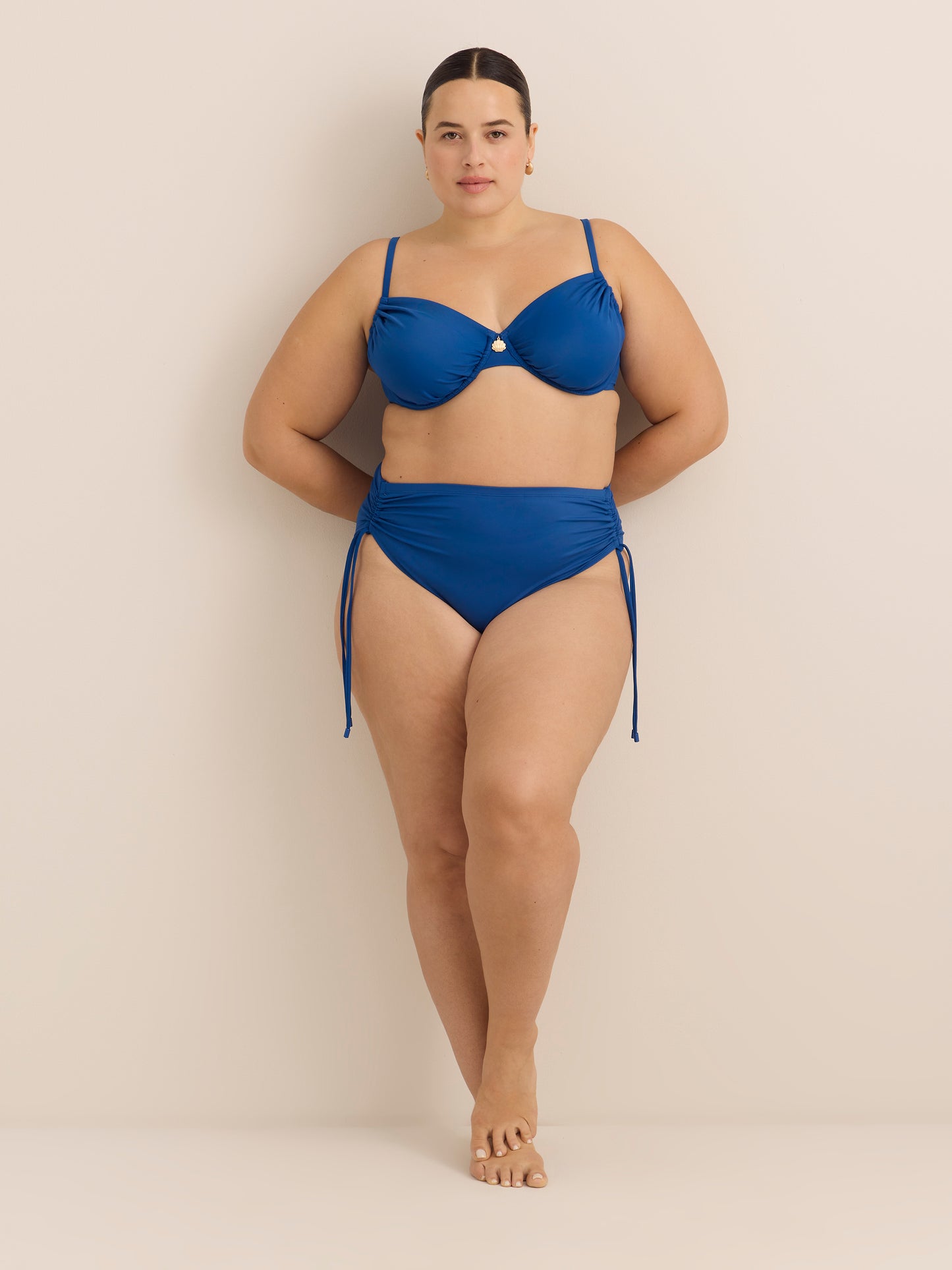 Blue Satin High-Rise Swim Brief with Side Ties