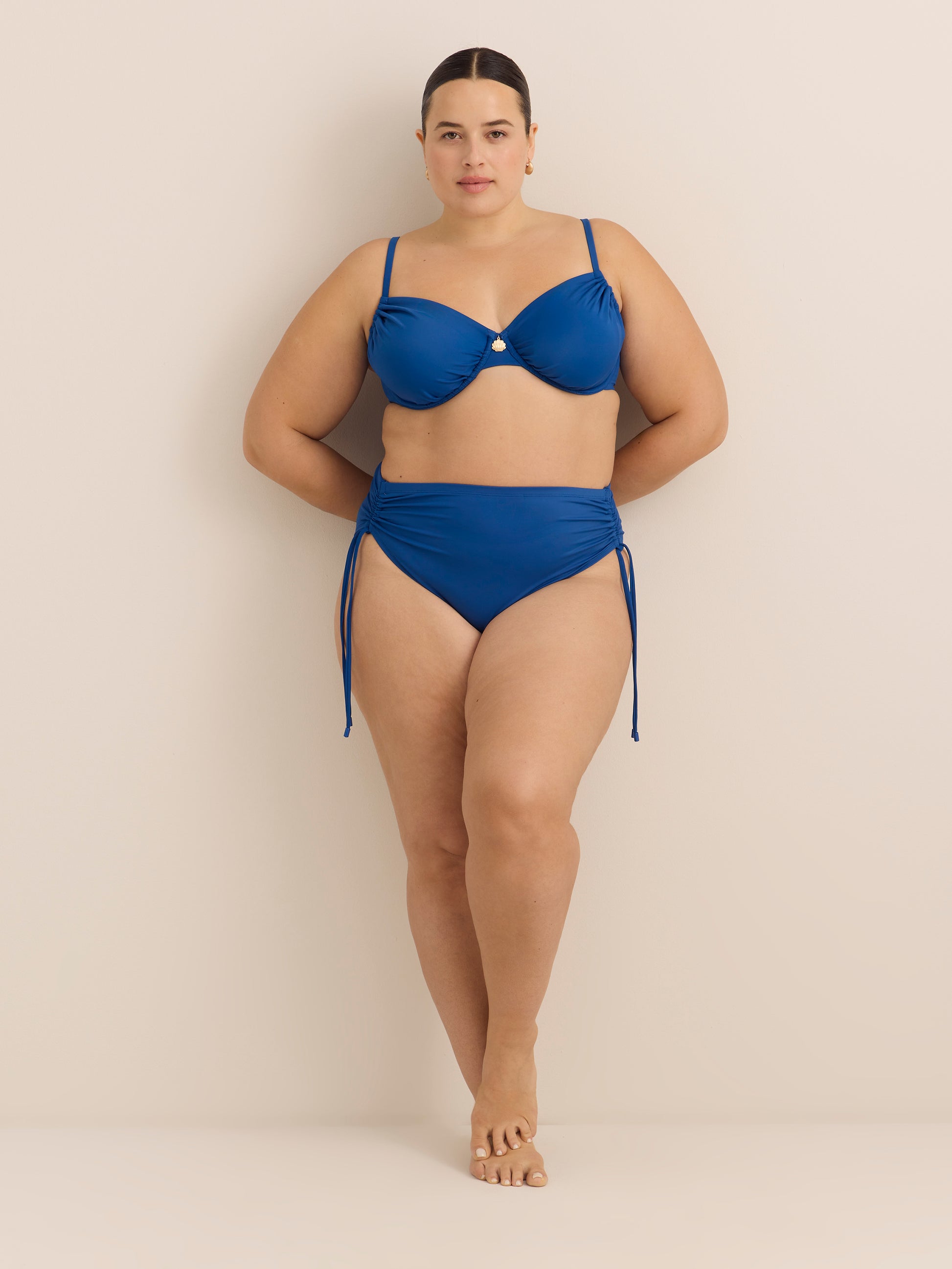 Blue Satin High-Rise Swim Brief with Side Ties