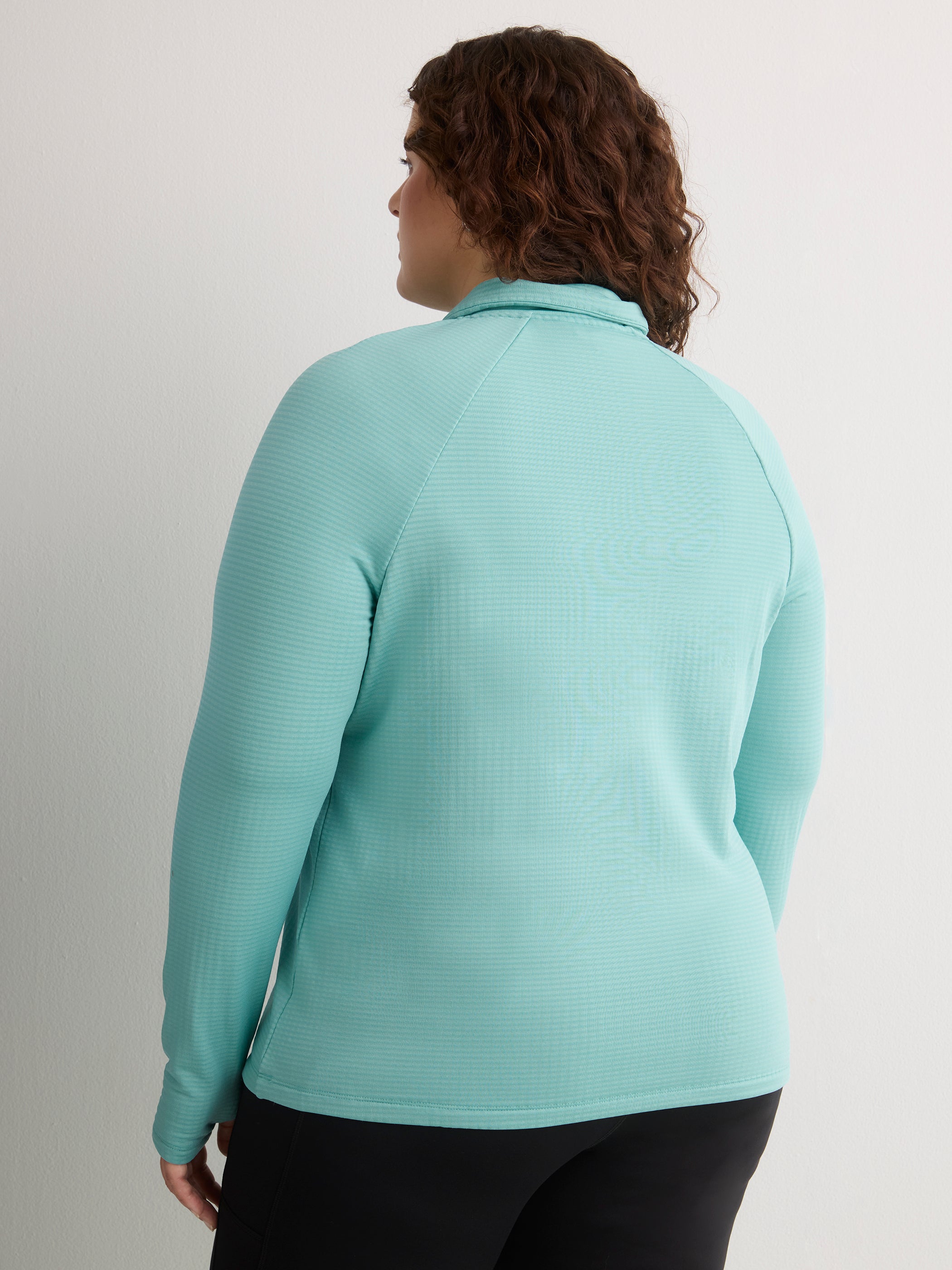 Green Long-Sleeve Half-Zip Textured Performance Pullover - Active Zone