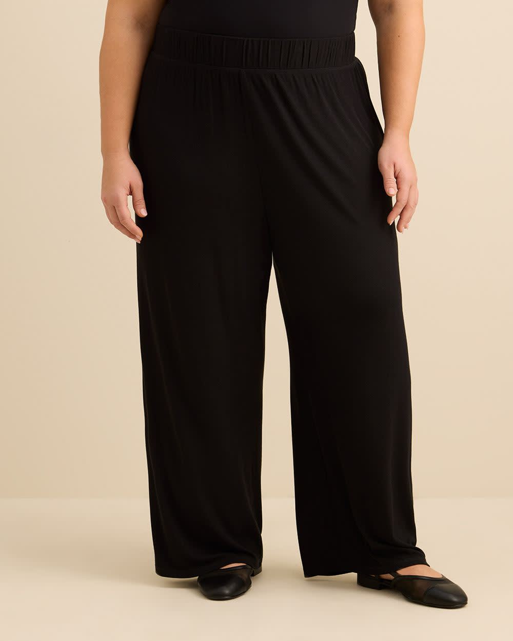 Black Rib Mid-Flared Pyjama Pant - ti Voglio