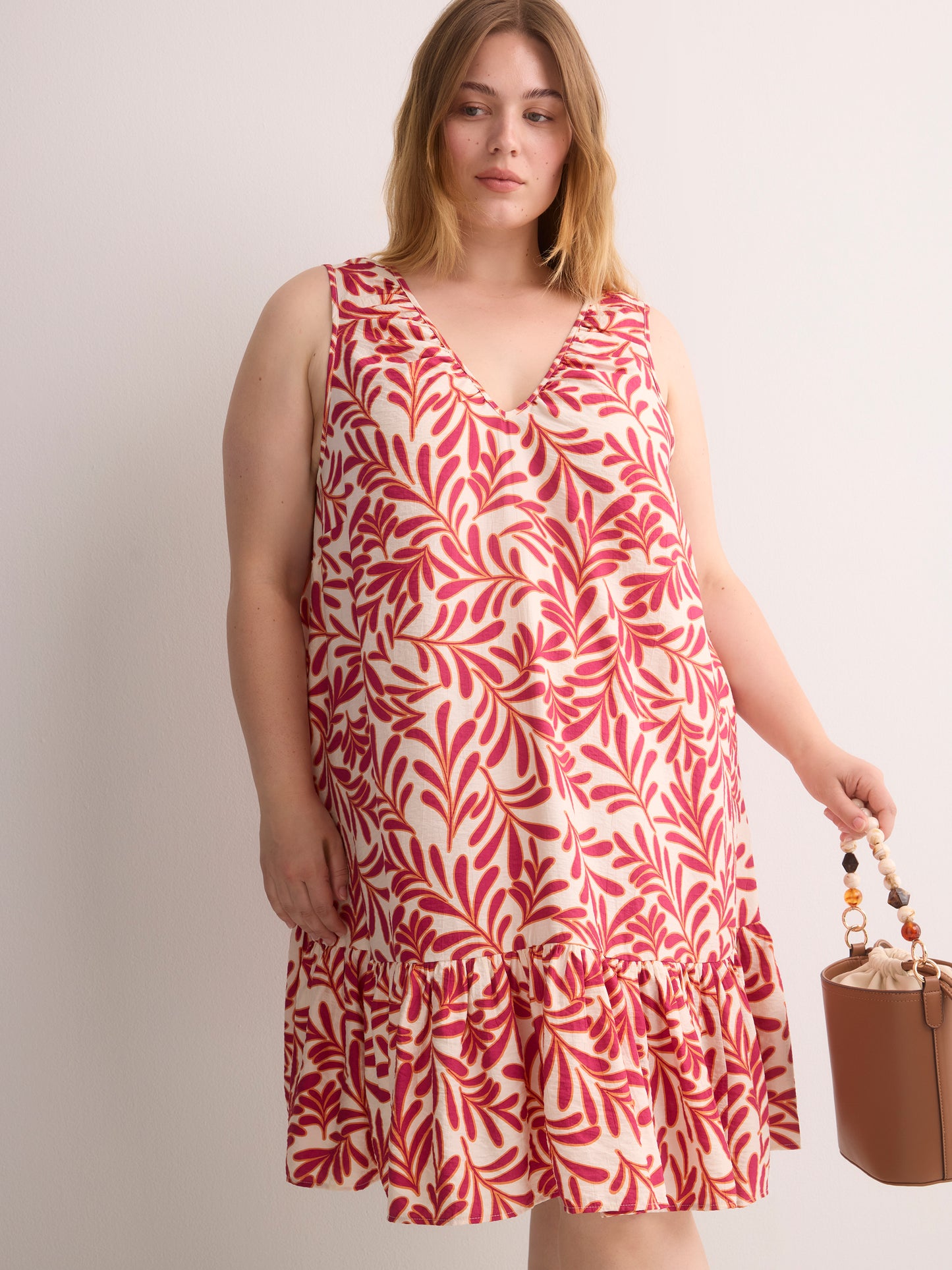 Sleeveless V-Neck Pull-On Swing Dress