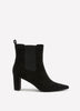 Wide Width, Greater Black Microsuede High-Heel Pointed-Toe Bootie