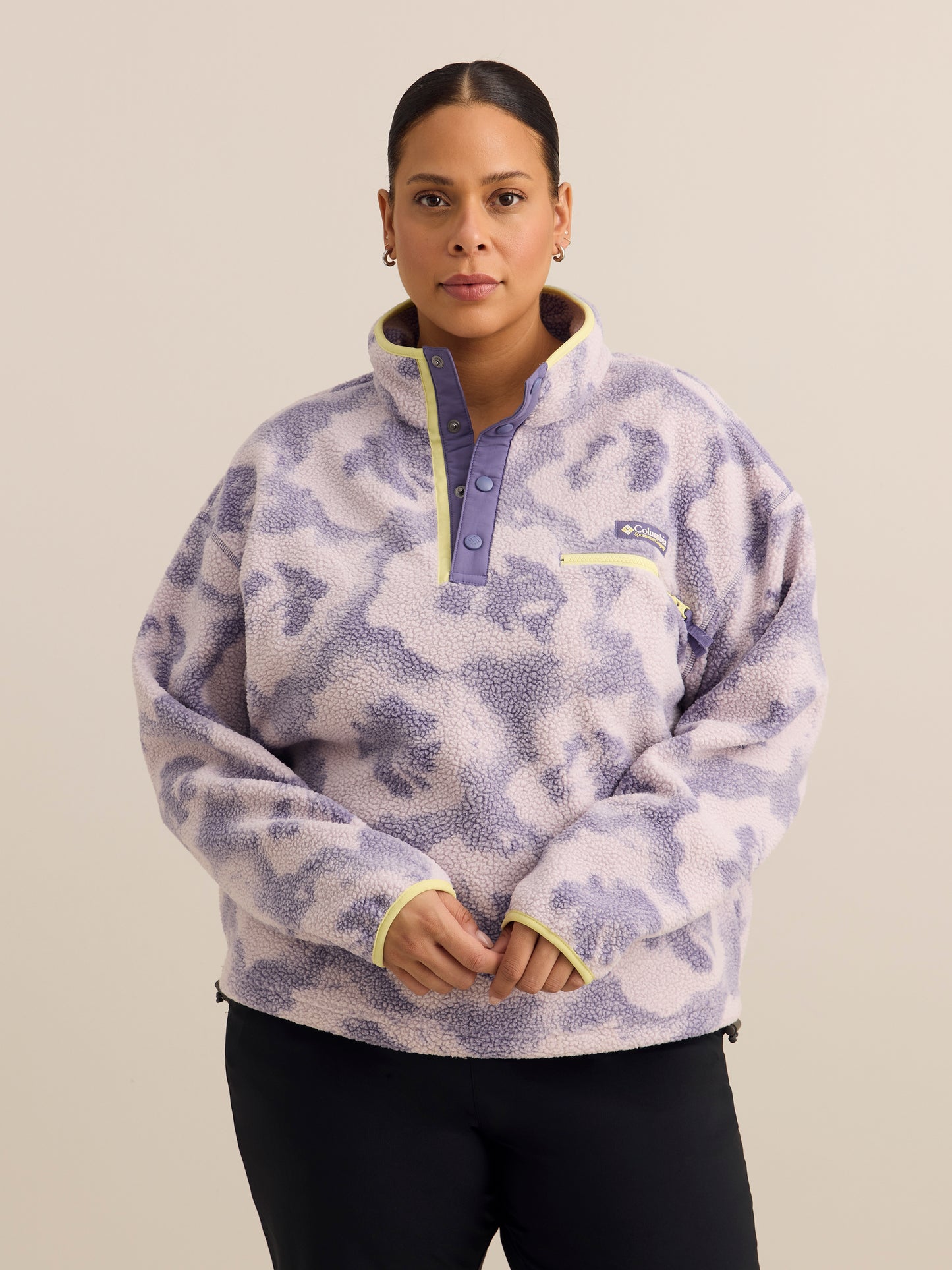 Helvetia II Printed Cropped Half Snap Sweater - Columbia