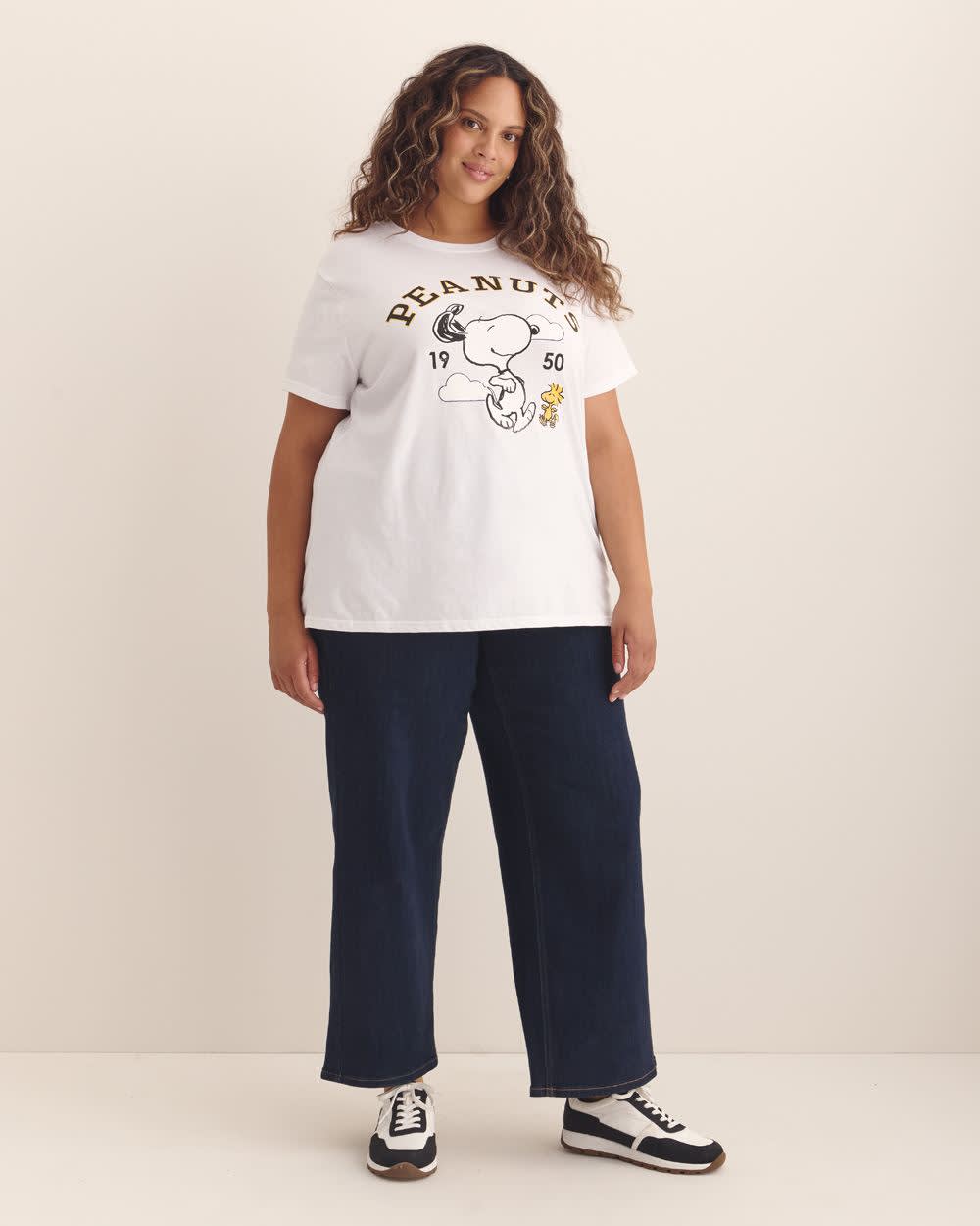 White Tee with Snoopy Print