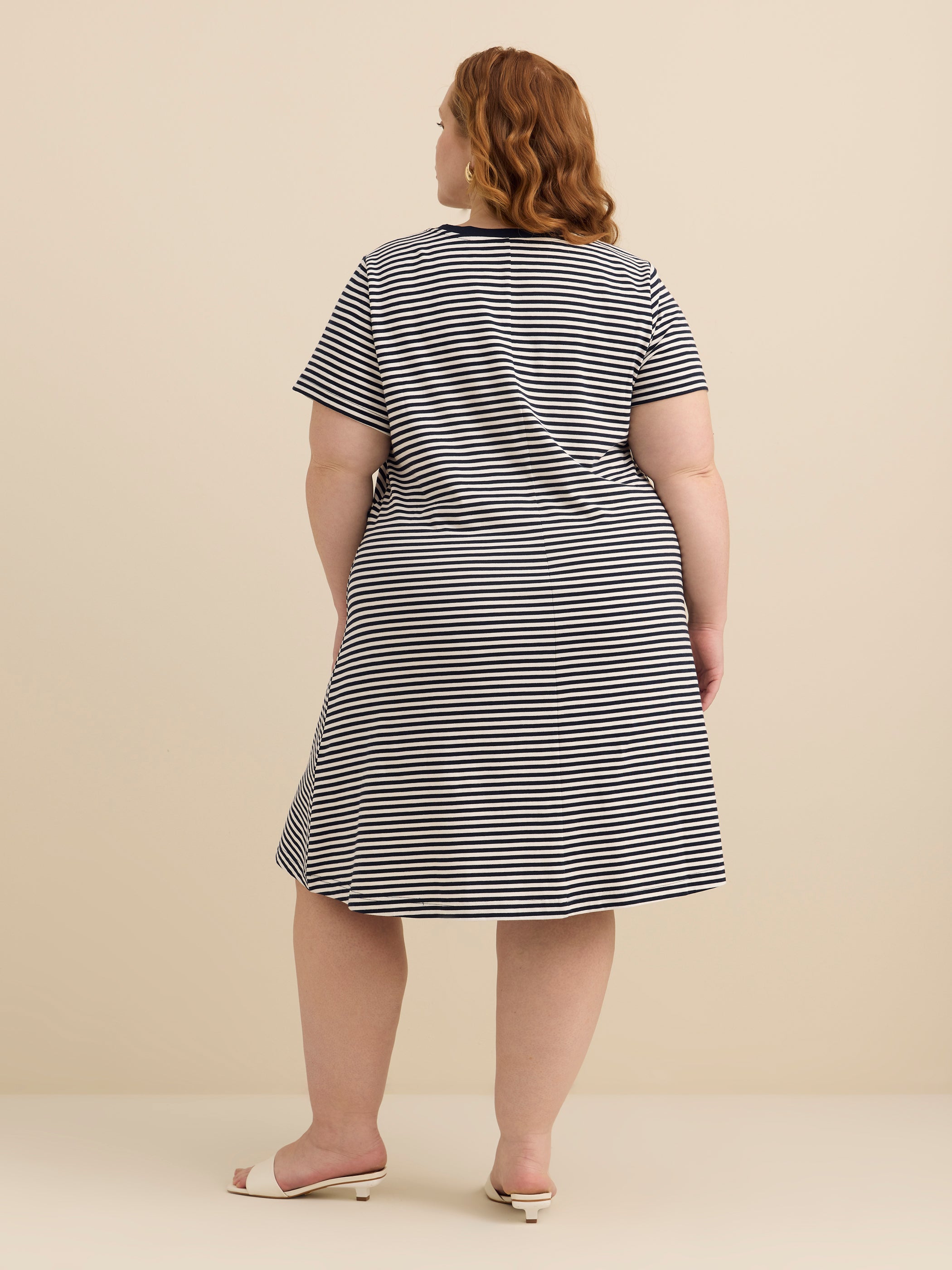 Responsible, Striped Short-Sleeve Dress with Knot