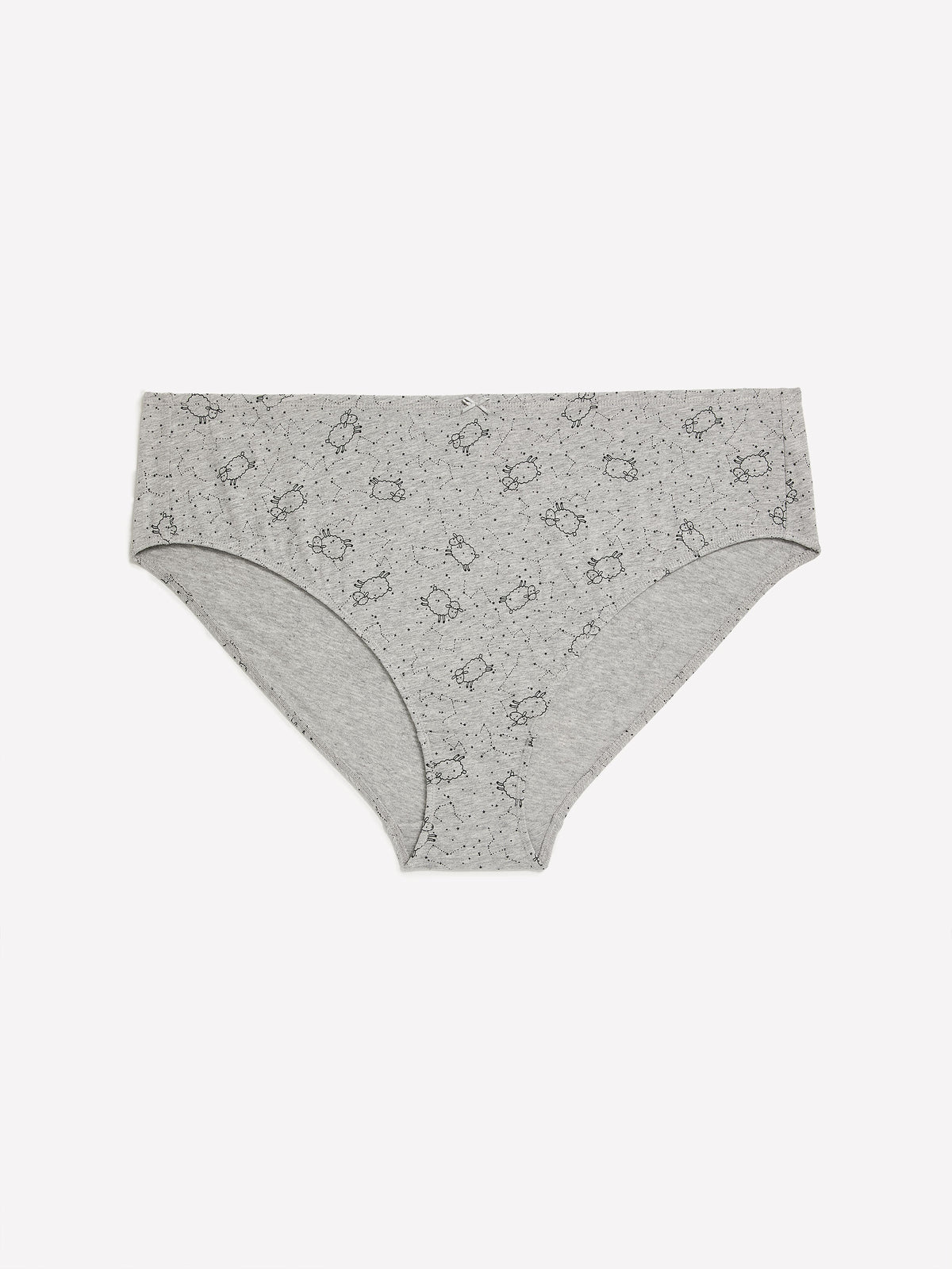 Heather Grey Sheep-Print High-Cut Cotton Brief - tiVOGLIO