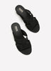 Extra Wide Width, Black Block-Heel Mesh Slip-On Sandal