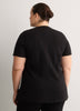 Fit and Flare Short-Sleeve Crew Neck Top with Jewel at Waist