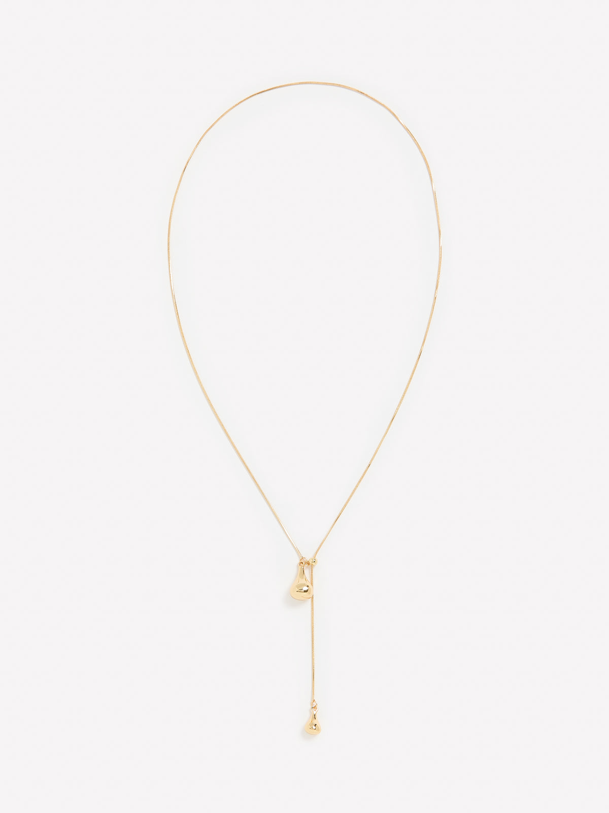 Long Golden Necklace with Adjustable Clasp