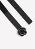 Black Flower Buckle Elastic Belt