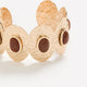 Golden Hammered Disc Cuff Bracelet with Brown Stones