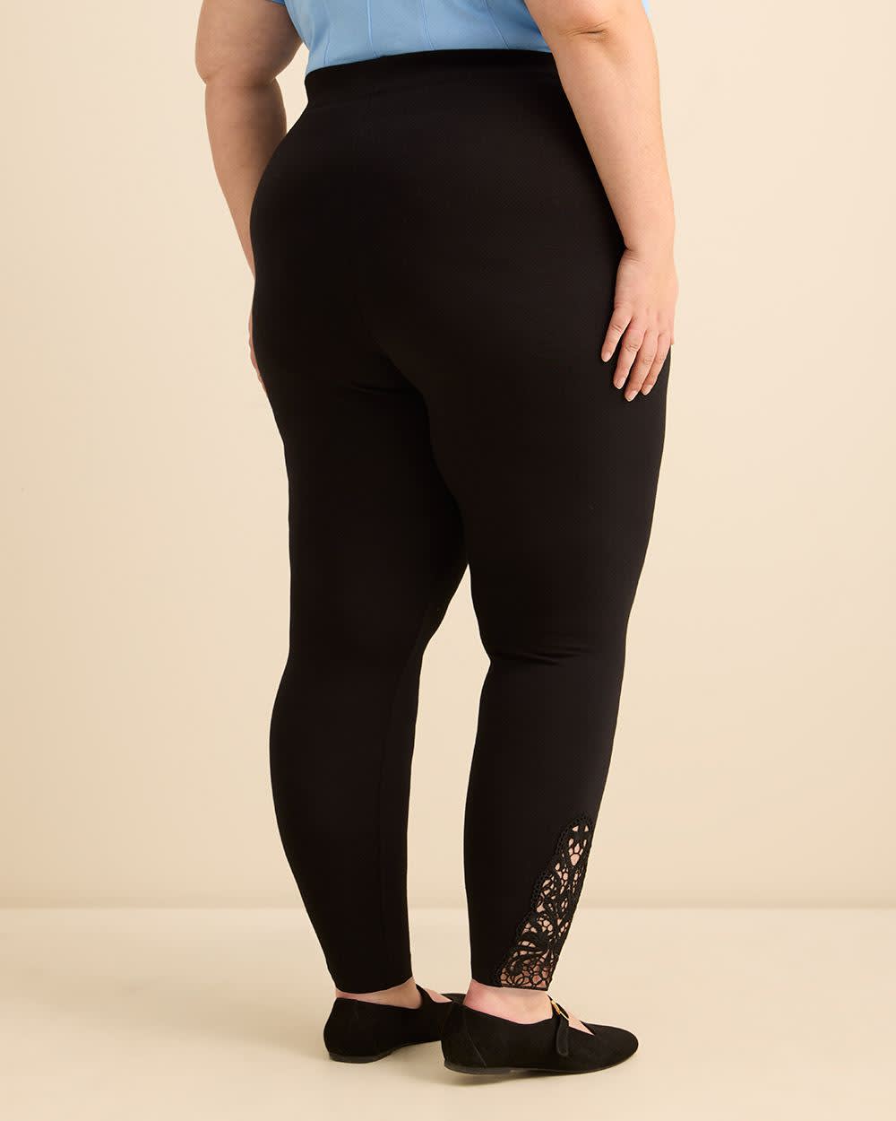 Black Fashion Legging with Crocheted Hem