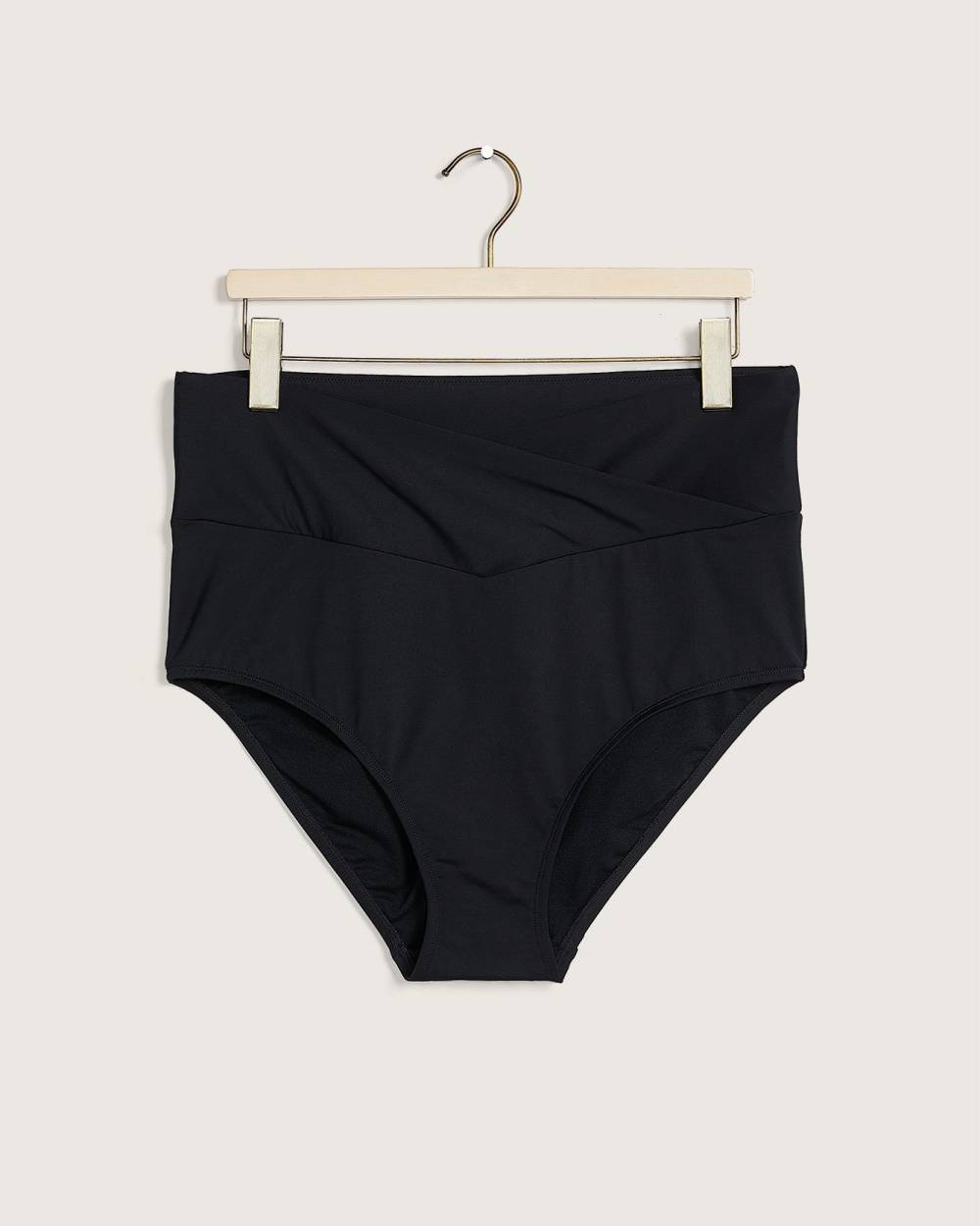 High-Waisted Solid Crisscross Swim Brief