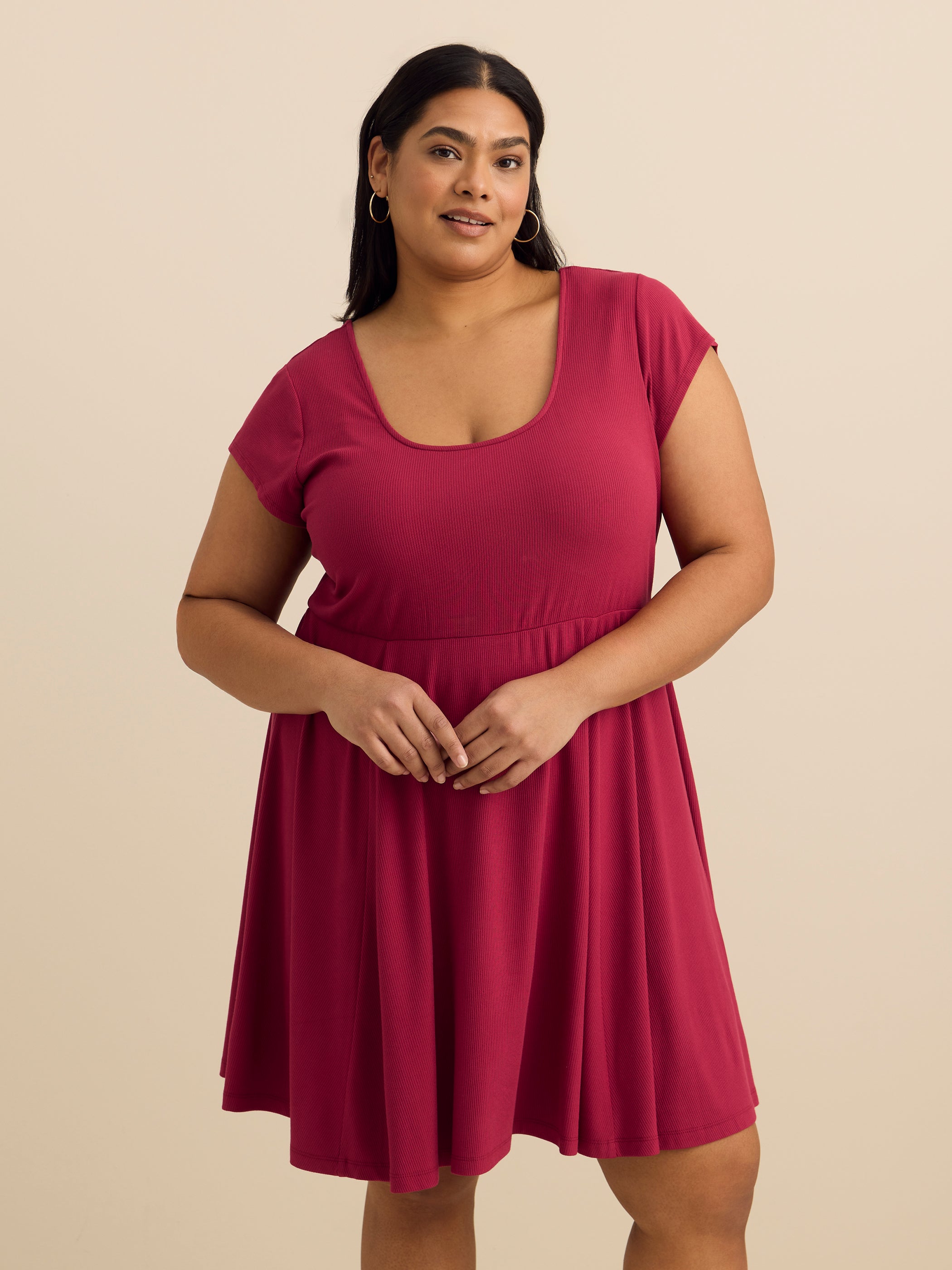 Responsible, Scoop Neck Dress with Cap Sleeves