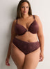 Brown Microfibre Thong with Lace - Déesse Collection