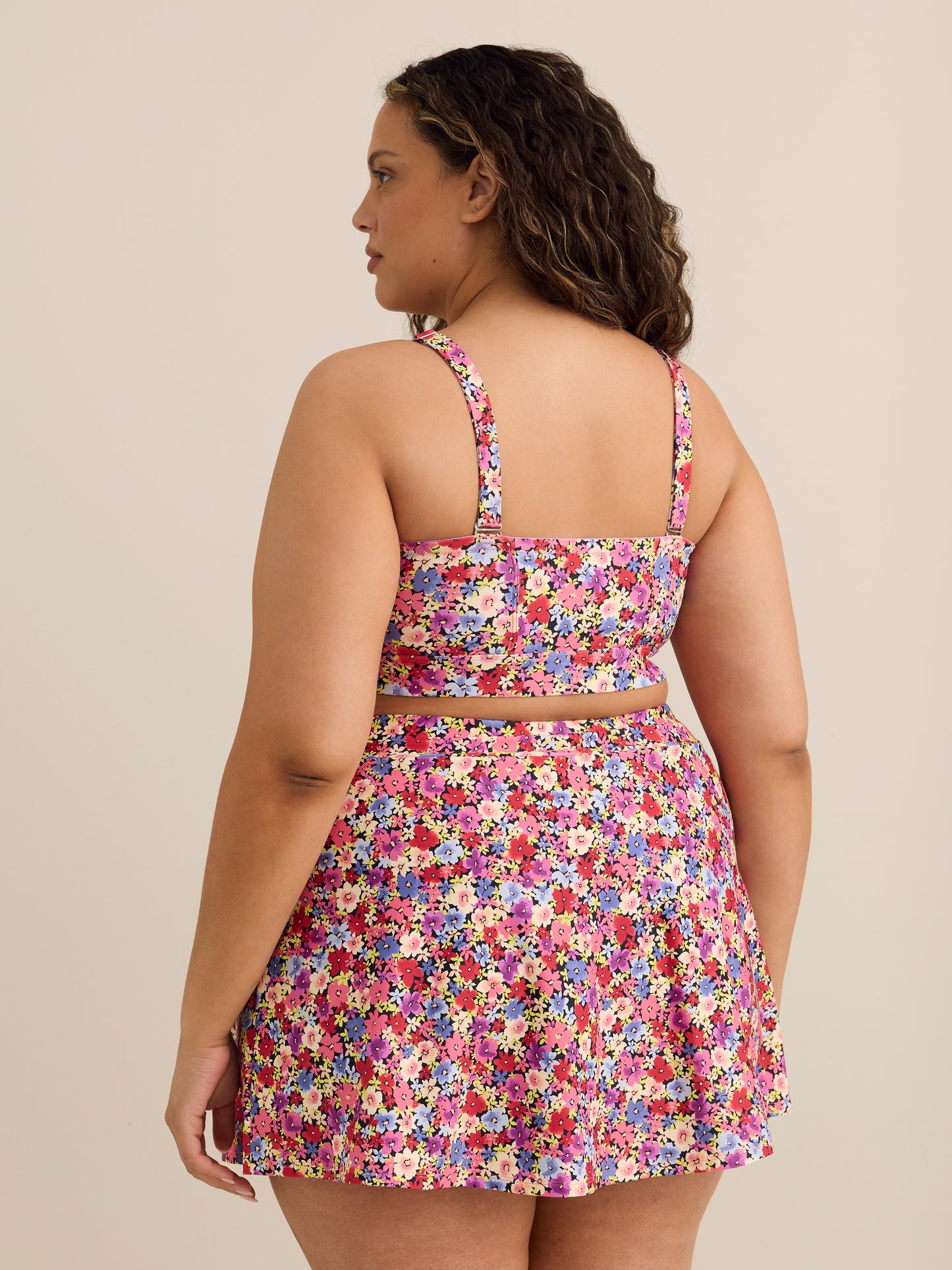 Haut de bikini bandeau torsadé fleuri