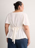 Responsible, Cape Flutter-Sleeve Silky Blouse with Self Sash