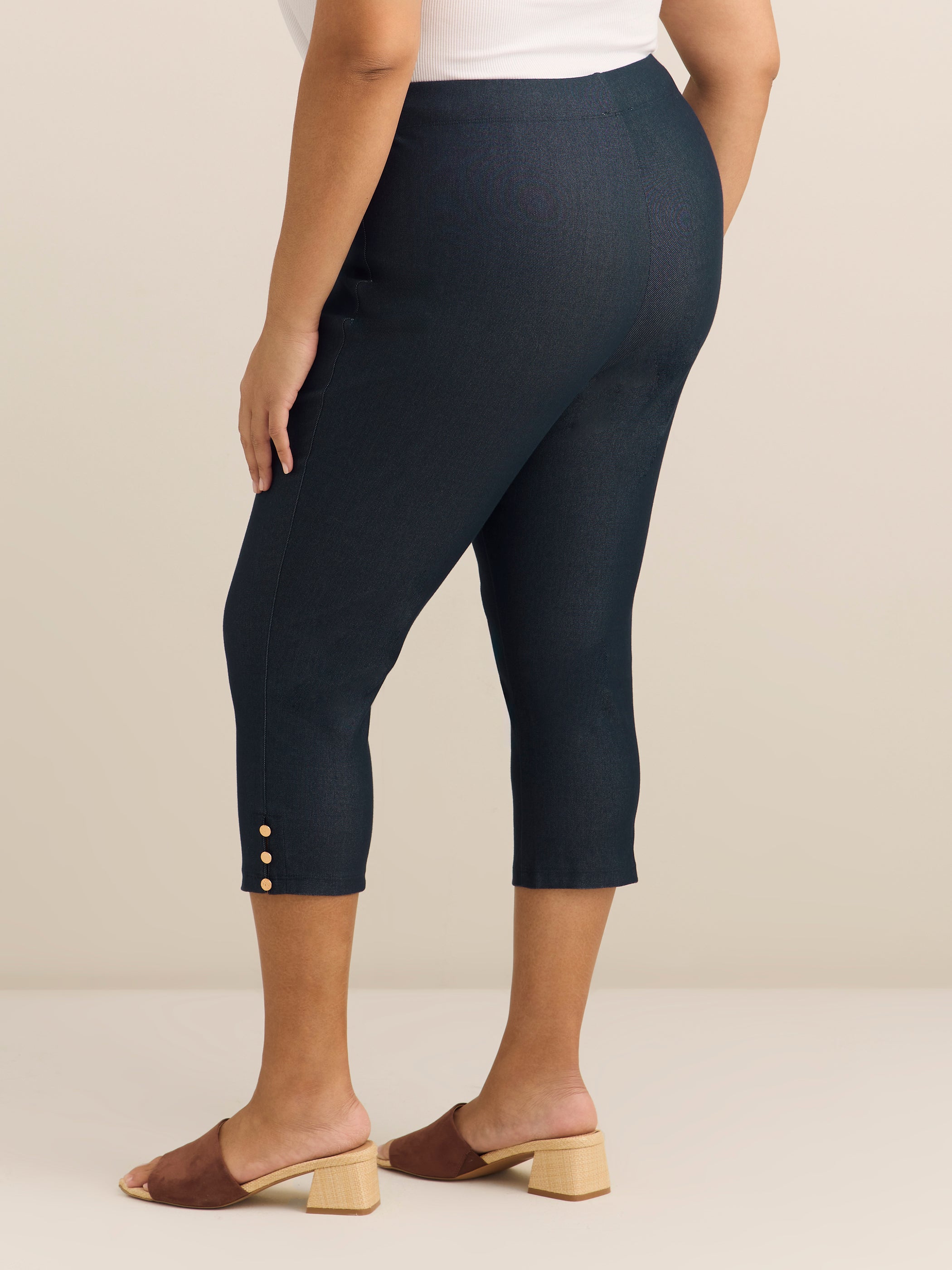 Capri Jean Legging with Gold Button Hem