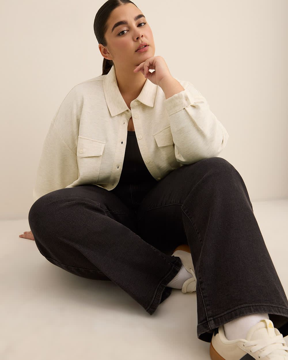 Buttoned-Down Stretch Knit Shirt