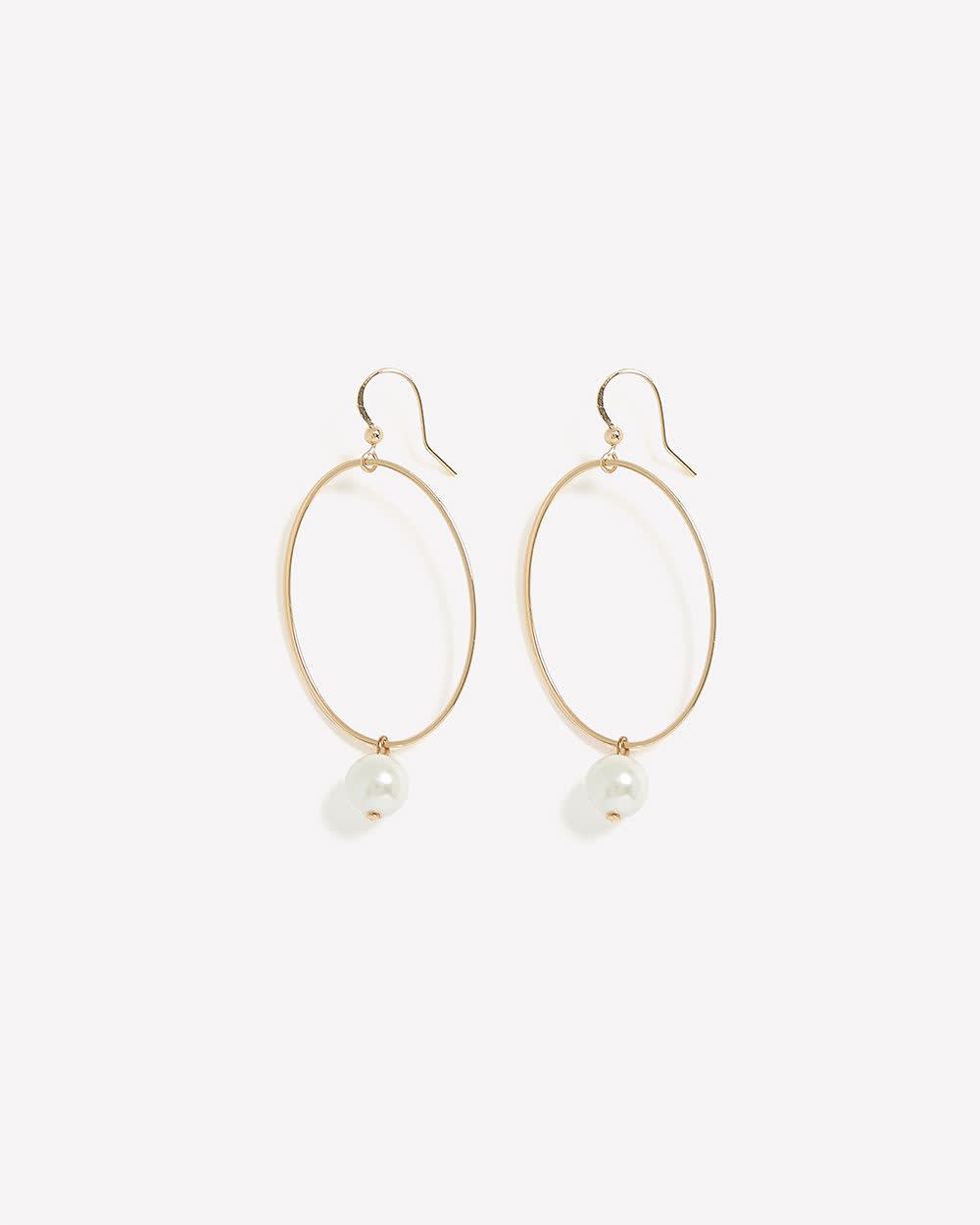 Boucles d'oreilles ovales avec perle décorative