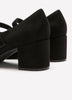 Wide Width, Marylou Black Microsuede Mid-Heel Strap Shoe