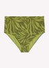 Culotte de maillot de bain verte taille haute à motif de feuillage