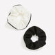 Black and White Hair Scrunchies with Contrasting Piping, Set of 2