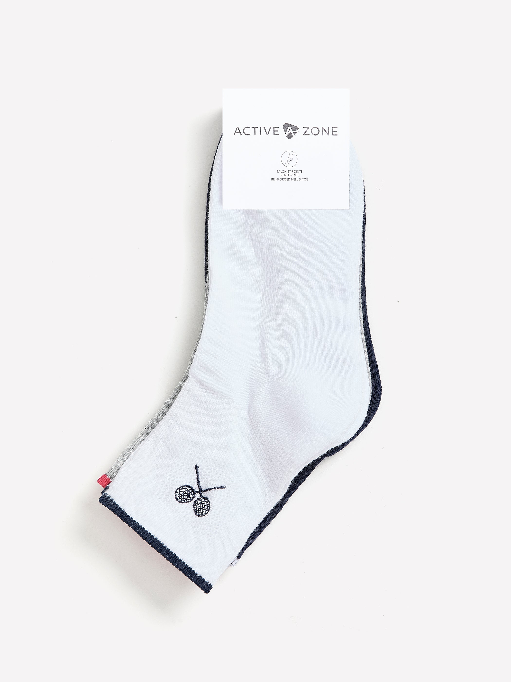 Ankle Socks with Contrast Edge and Tennis Logo - Active Zone