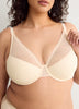 Grey Underwire Clip Dot Mesh Balconette Bra with Lace - Déesse Collection