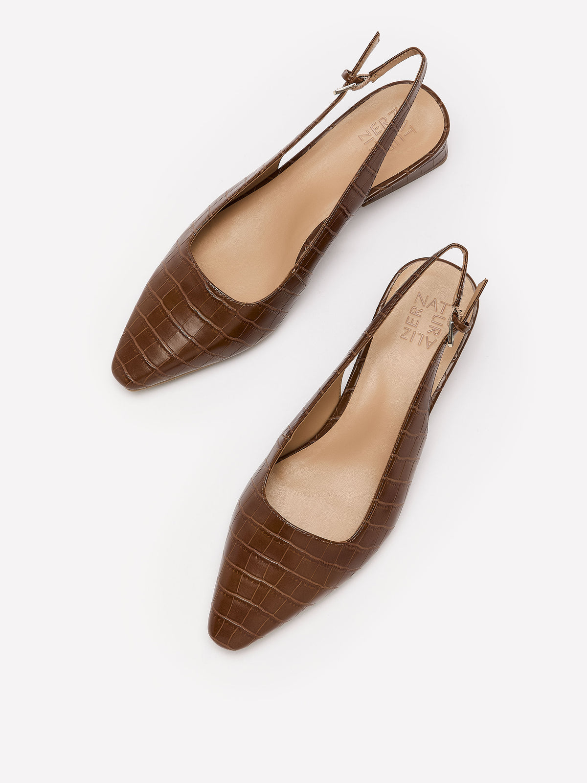 Wide Width, Ginger Faux-Leather Slingback Low-Heel Shoe - Naturalizer