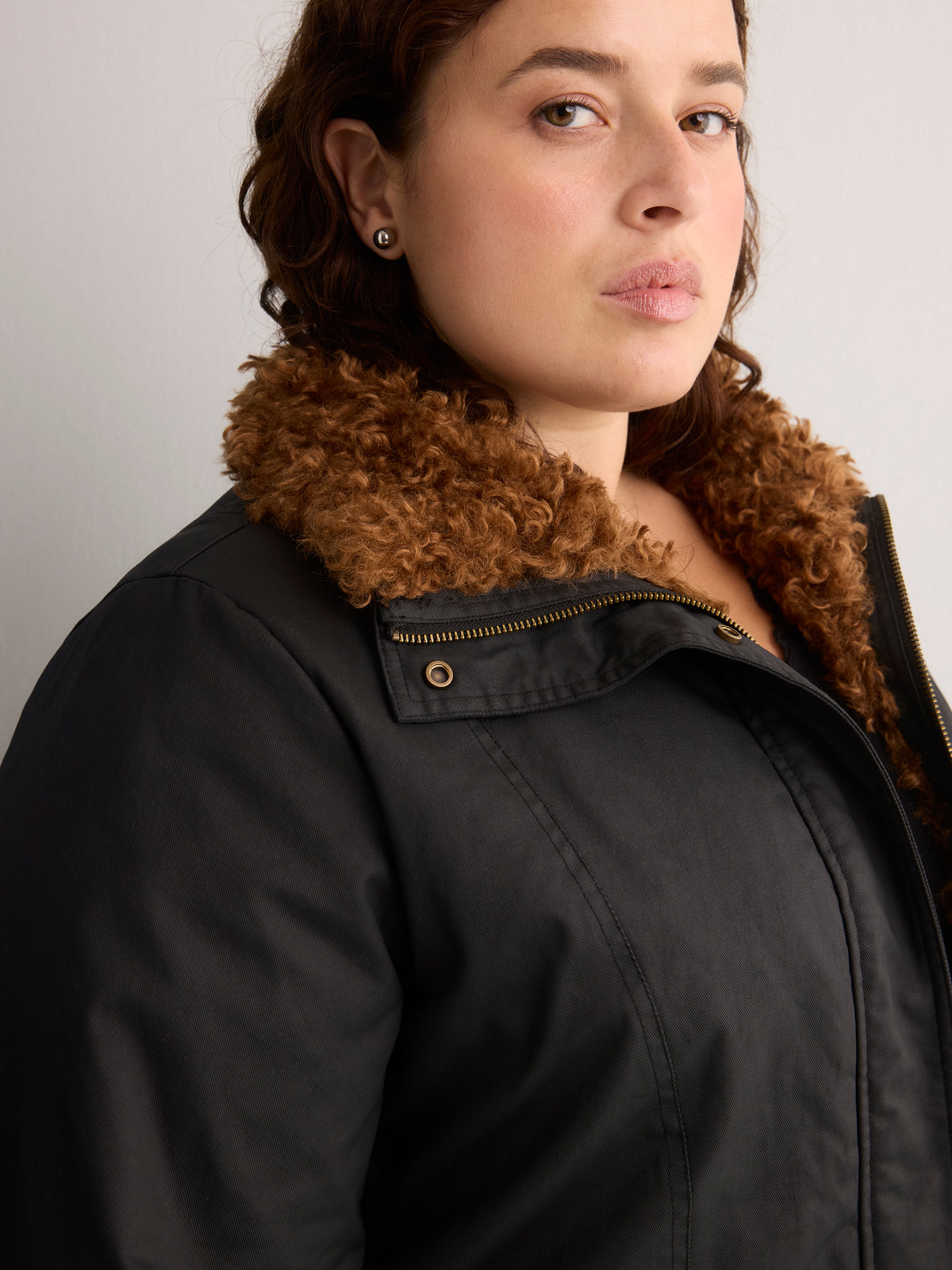 Black Aviator Coated Parka