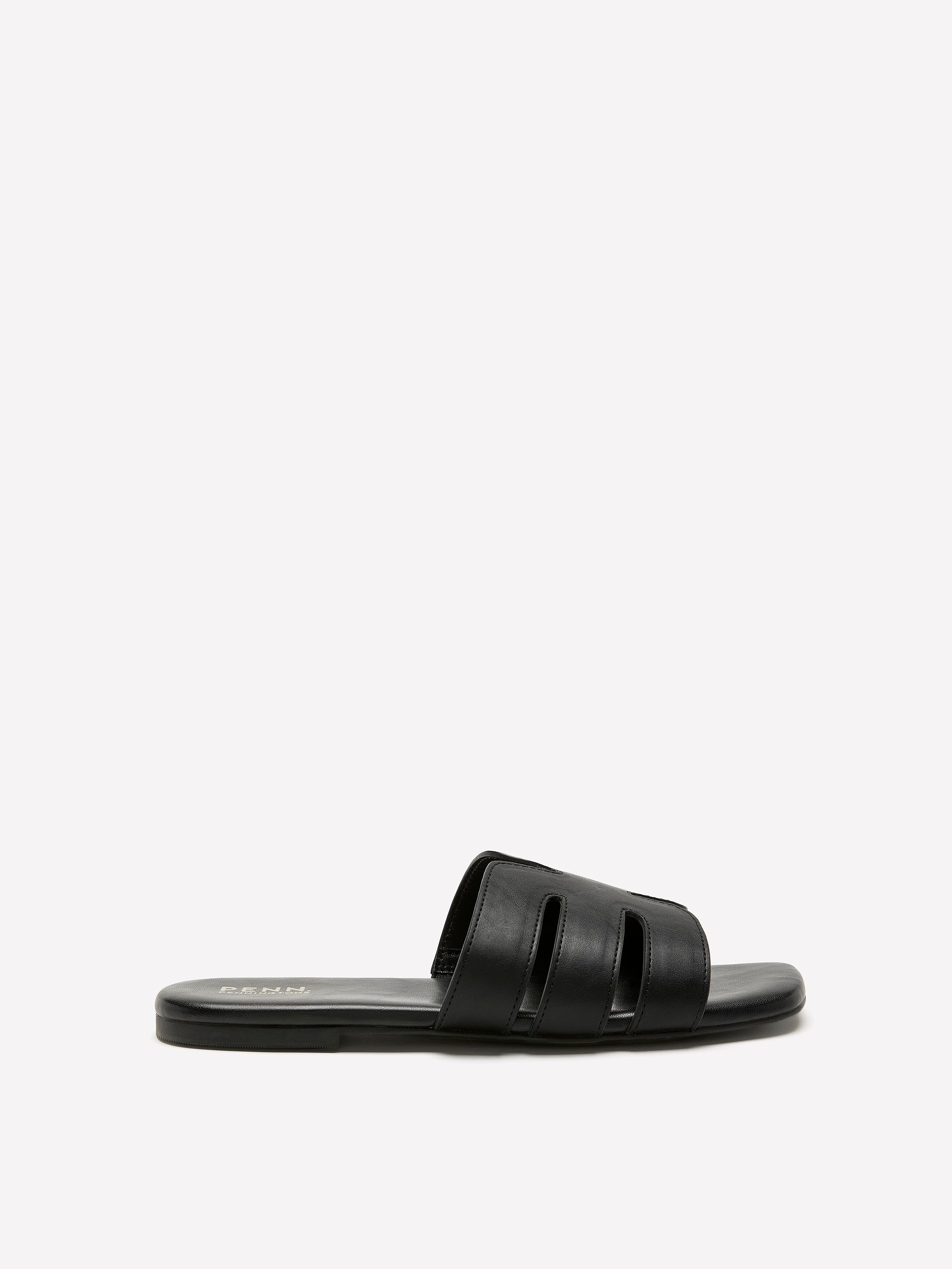 Wide Width, Zophie Black Faux-Leather H-Band Flat Sandal