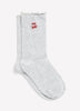 Chaussettes grises avec rebords ondulés et cerises brodées