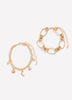 Golden Charm Link Bracelets, Set of 2