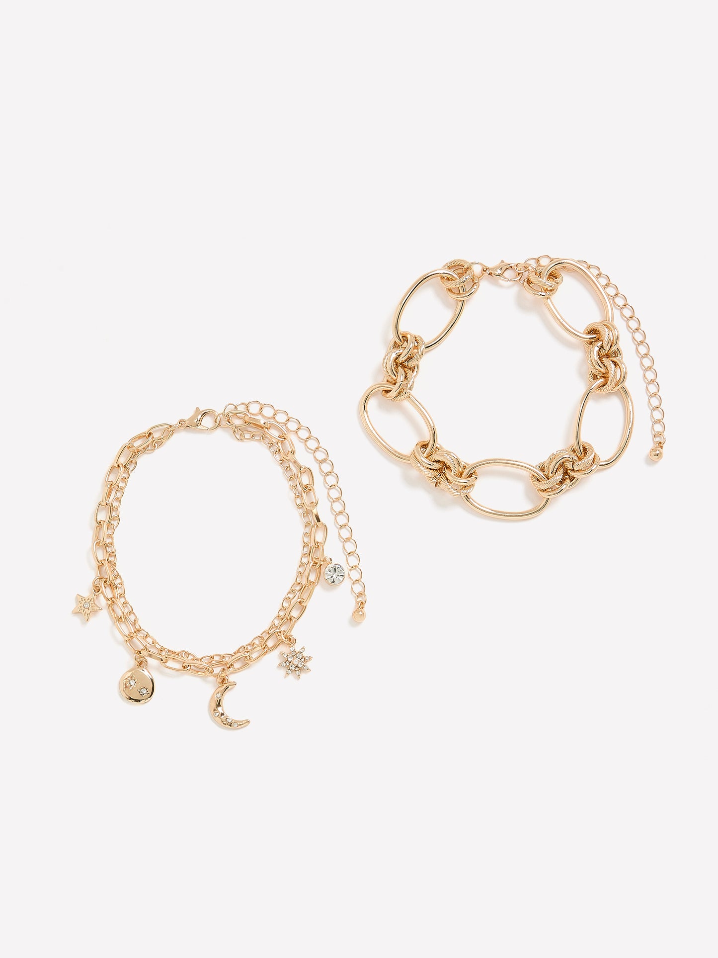 Golden Charm Link Bracelets, Set of 2