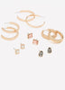 Assorted Golden Hoop and Stud Earrings, Set of 6