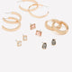 Assorted Golden Hoop and Stud Earrings, Set of 6