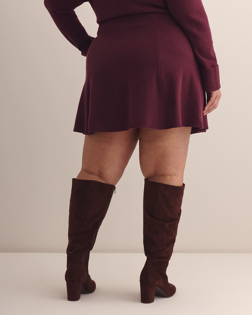 Jupe courte évasée en tricot bordeaux, tissu responsable - Addition Elle