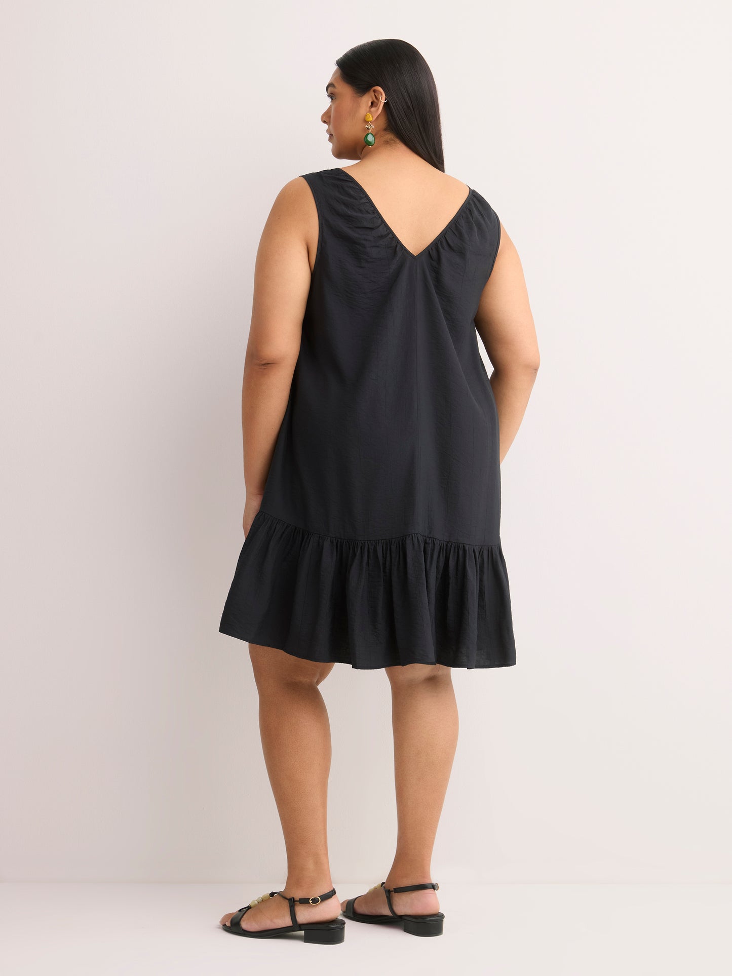 Sleeveless V-Neck Pull-On Swing Dress