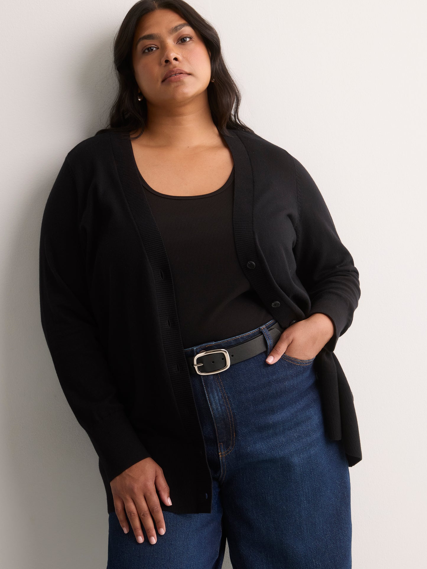 Cotton-Blend Tunic Cardigan