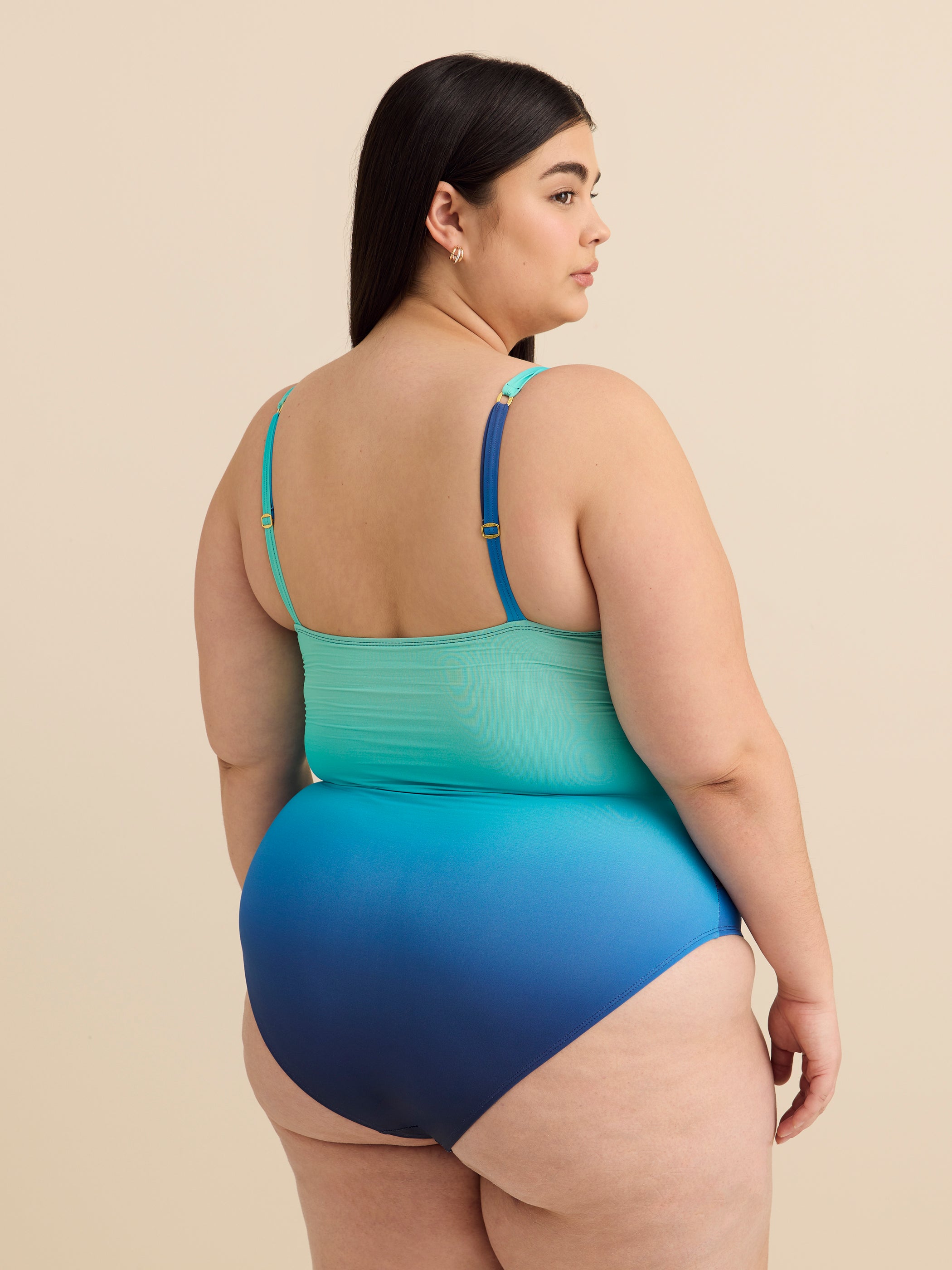 Maillot de bain une pièce avec haut bandeau froncé - Bleu Rod Beattie 