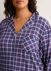 Short Blue Plaid Buttoned-Down Sleepshirt - tiVOGLIO