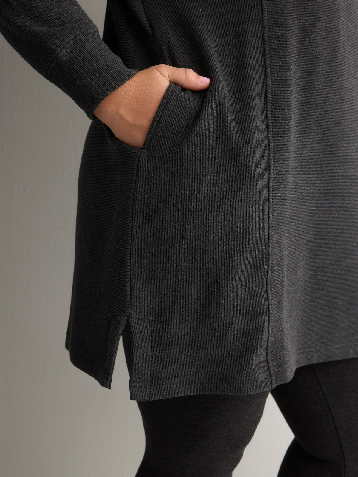 Dark Grey Ottoman Crew Neck Dress - Active Zone